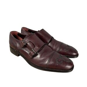 Johnston & Murphy Dress Shoes Mens 8 M Burgundy Double Buckle Monk Leather